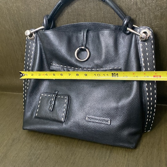 BCBGMaxAzria Black Pebbled Leather Handbag /Purse/with Gorgeous Stitching - Picture 14 of 16